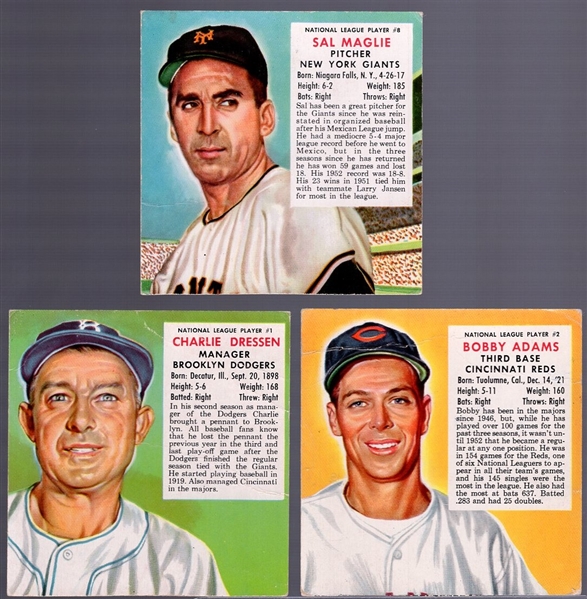 1953 Red Man Tobacco Bb- 3 Diff- No Tabs- May expiration backs.