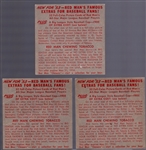 1953 Red Man Tobacco Bb- 3 Diff- No Tabs- May expiration backs.