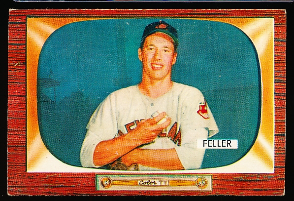 1955 Bowman Baseball- #134 Bob Feller, Cleveland
