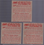 1955 Red Man Tobacco Bb- No Tabs -3 Diff