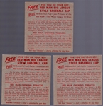 1955 Red Man Tobacco Bb- No Tabs- 3 Diff