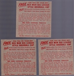 1955 Red Man Tobacco Bb- No Tabs- 3 Diff