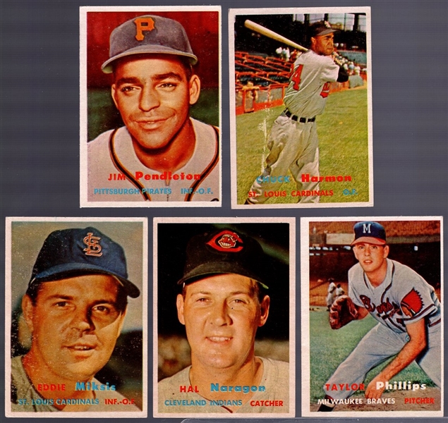 1957 Topps Bb- 5 Diff Semi Hi#’s
