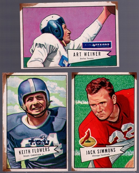 1952 Bowman Large Football- 3 Diff