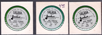 1962-63 Salada Football Metal Coins- 3 Diff Packers