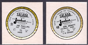 1962-63 Salada Football Meta Coins- 2 Diff Rams