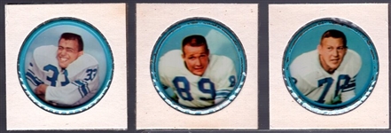 1962-63 Salada Football Metal Coins- 3 Diff Detroit Lions