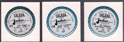 1962-63 Salada Football Metal Coins- 3 Diff NY Titans