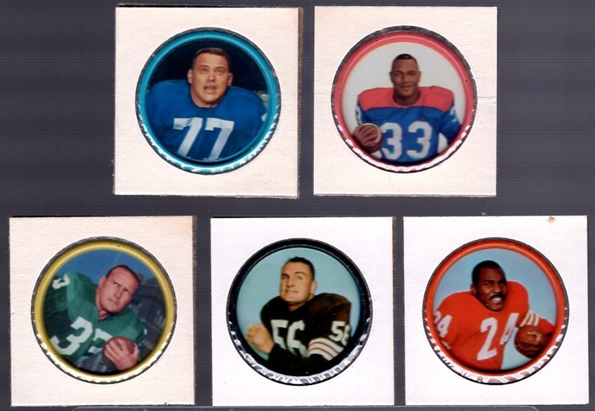 1962-63 Salada Football Metal Coins- 5 Diff