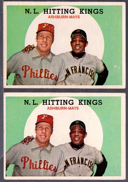 1959 Topps Baseball- #317 Ashburn/ Mays- 2 Cards
