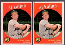 1959 Topps Baseball- #360 Al Kaline, Tigers- 2 Cards