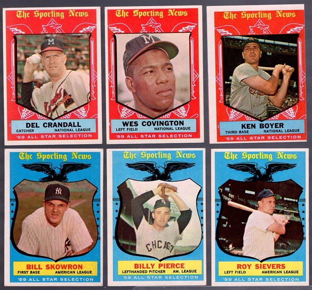 1959 Topps Bb- 6 Diff All Stars Hi#’s