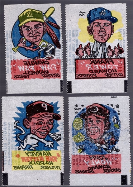 1961 Topps Bb- Magic Rub Offs- 4 Diff