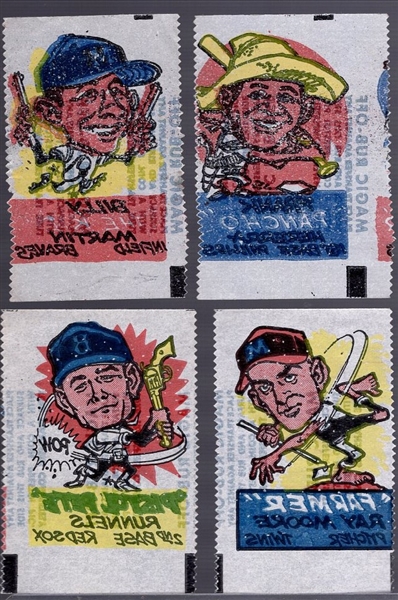 1961 Topps Bb- Magic Rub Offs- 4 Diff
