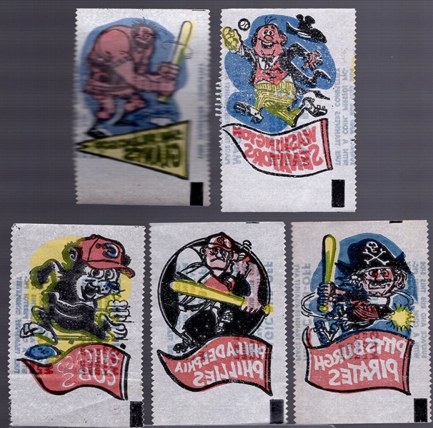 1961 Topps Bb- Magic Rub Offs- 5 Diff Teams