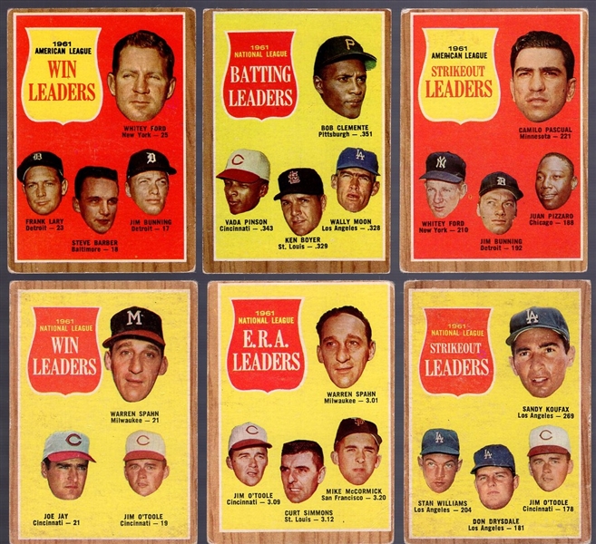 1962 Topps Badseball- 6 Diff Leaders