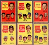 1962 Topps Badseball- 6 Diff Leaders