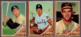 1962 Topps Bb- 3 Diff- green tint variations