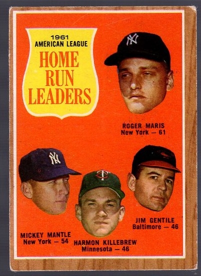 1962 Topps Bb- #53 AL Home Run Leaders- Maris 61!