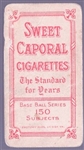1909-11 T206 Bb- Steinfeldt, Chicago Natl- Portrait- Sweet Caporal 150 back.