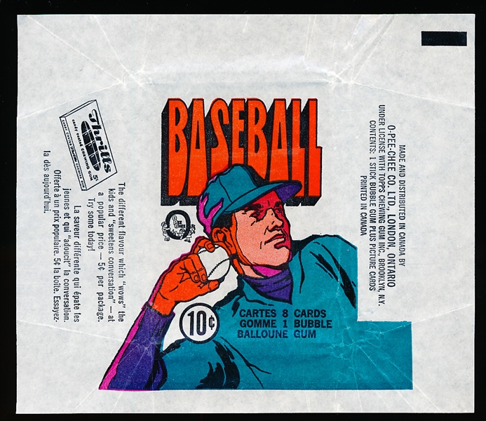 1972 O-Pee-Chee Baseball- 10 Cent Wrapper- “Thrills” side panel.