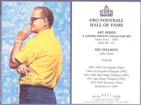 1992 Goal Line Art Pro Football Hall of Fame Cards- #101 Sid Gillman, Coach-27 cards