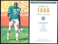1998 Goal Line Art Pro Football Hall of Fame Cards- #194 Dwight Stephenson, Miami Dolphins- 20 cards