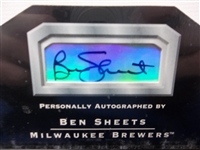 Autographed 2002 Playoff Memorabilia 8” x 10” Framed MLB Jersey # Item- Ben Sheets, Brewers