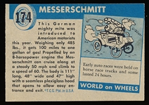 1953-55 Topps “World on Wheels” (R714-24)- #174 Messerschmitt German Make- Hi# - Blue Back