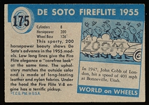 1953-55 Topps “World on Wheels” (R714-24)- #175 De Soto 1955 Fireflite- Hi# - Blue Back