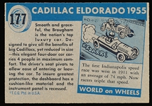 1953-55 Topps “World on Wheels” (R714-24)- #177 Cadillac 1955 Eldorado Brougham- Hi# - Blue Back