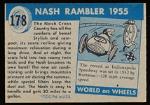 1953-55 Topps “World on Wheels” (R714-24)- #178 Nash 1955 Rambler Cross Country- Hi# - Blue Back