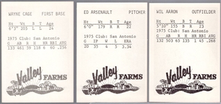 1976 Williamsport Tomahawks Minor League Baseball Near Set of 22 of 23- missing checklist card. 