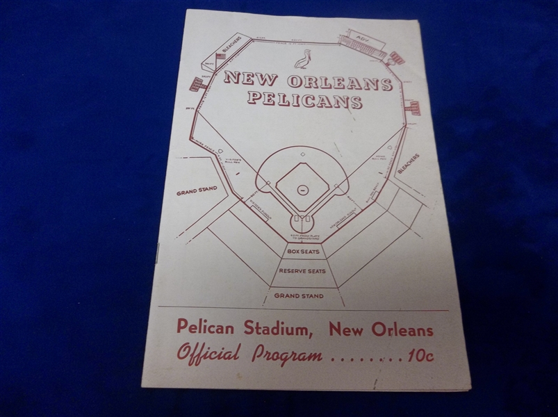1954 Atlanta Crackers @ New Orleans Pelicans MiLB Southern Association Program