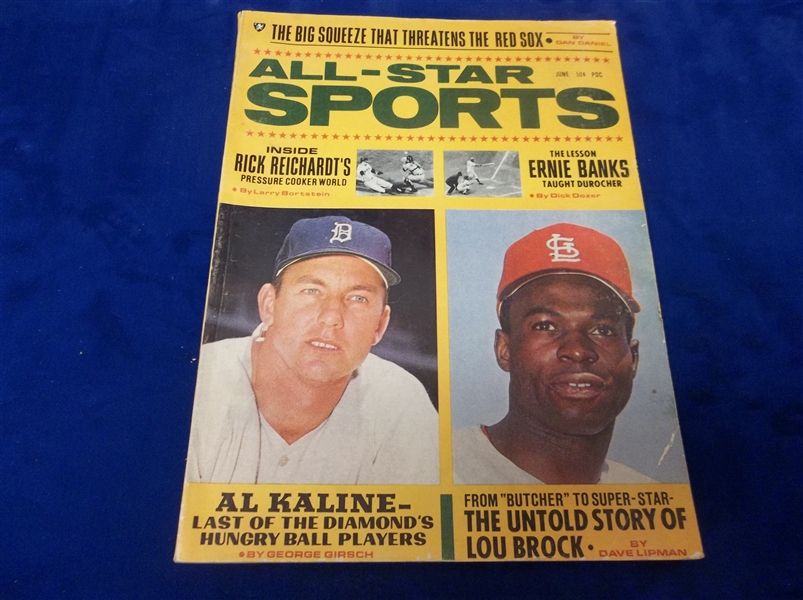 June 1968 All-Star Sports Magazine- Al Kaline & Lou Brock Cover