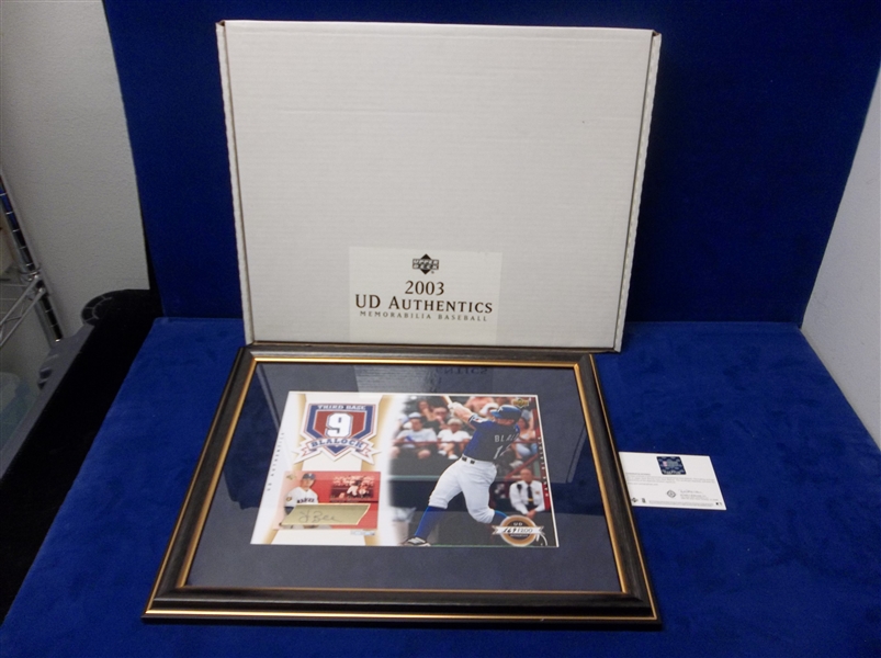 2003 UD Authentics- Hank Blalock (Rangers) Framed & Matted Autographed Card- #169/200- UDA Certified