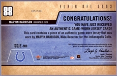 2003 Flair Ftbl. “Sweet Swatch Jersey Edition Oversized” #SSJE-MH Marvin Harrison, Colts- #5/520
