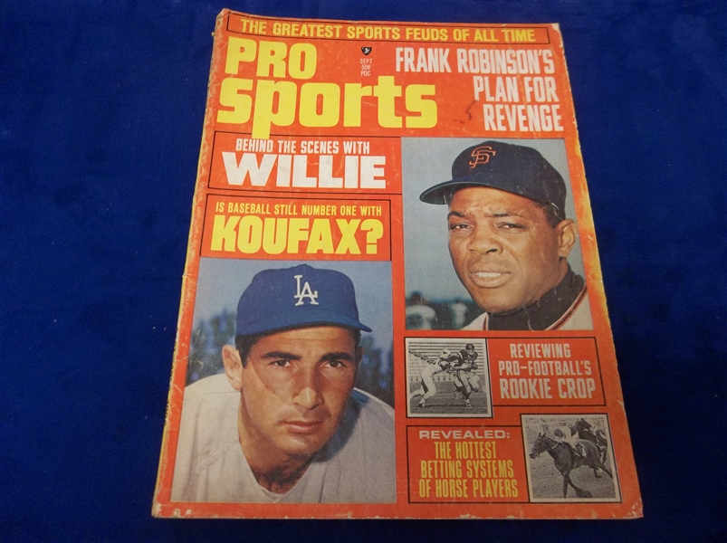 Sept. 1966 Pro Sports Magazine- Willie Mays/ Sandy Koufax Cover