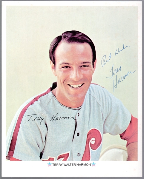 Autographed Terry Harmon 1971 ARCO Philadelphia Phillies MLB #NNO Color 8” x 10” Photo
