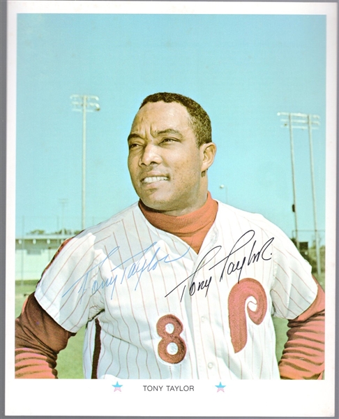 Autographed Tony Taylor 1971 ARCO Philadelphia Phillies MLB #NNO Color 8” x 10” Photo