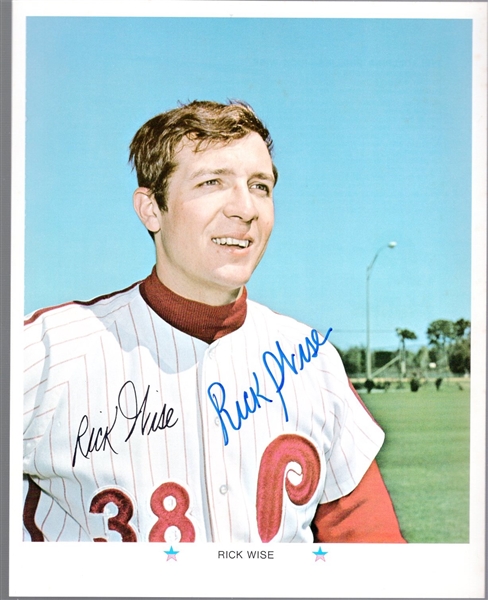 Autographed Rick Wise 1971 ARCO Philadelphia Phillies MLB #NNO Color 8” x 10” Photo