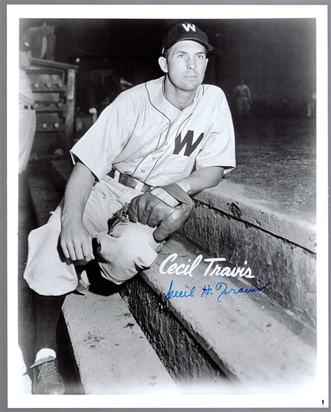 Autographed Cecil Travis Washington Senators MLB B/W 8” x 10” Photo