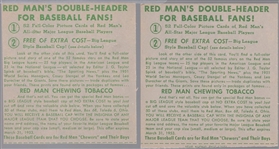 1952 Red Man Tobacco Bb- No Tabs- 2 Cards- March expiration backs.