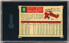 1959 Topps Baseball- #10 Mickey Mantle, Yankees- SGC 5 (Ex)