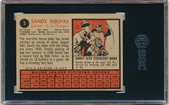 1962 Topps Baseball- #5 Sandy Koufax, Dodgers- SGC 6 (Ex-Nm)