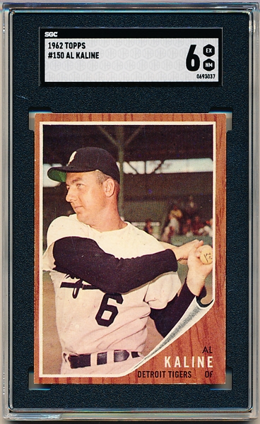 1962 Topps Baseball- #150 Al Kaline, Tigers- SGC 6 (Ex-Nm)
