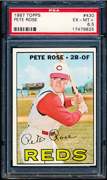 1967 Topps Baseball- #430 Pete Rose, Reds- PSA Ex-Mt+ 6.5