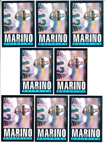 1985 Topps Football- #314 Dan Marino, Dolphins- 8 Cards