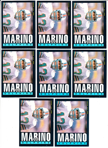 1985 Topps Football- #314 Dan Marino, Dolphins- 8 Cards