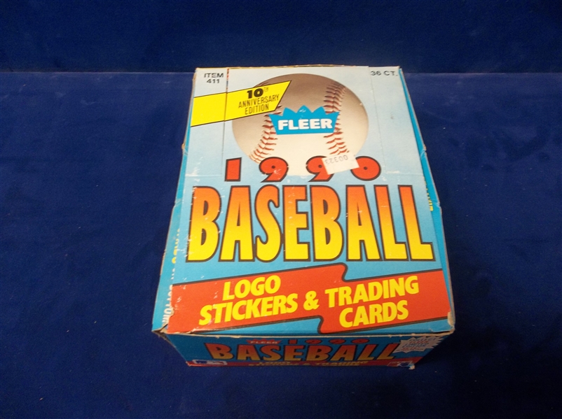 1990 Fleer Bsbl.- One Unopened Wax Box